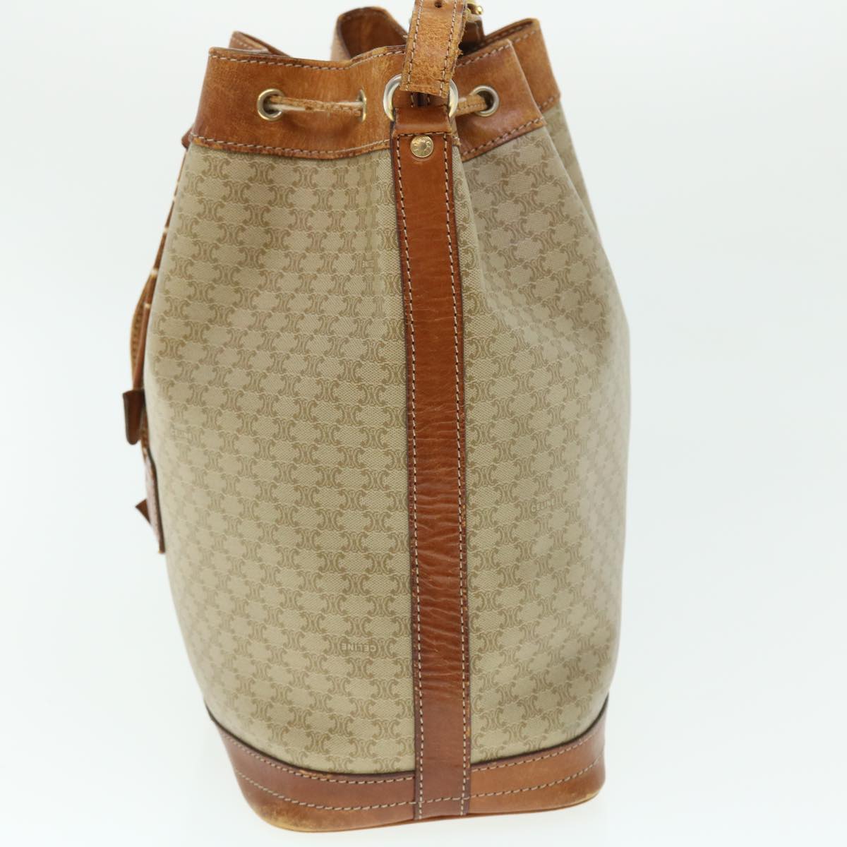Luxury CELINE Macadam Canvas Shoulder Bag Beige 51313