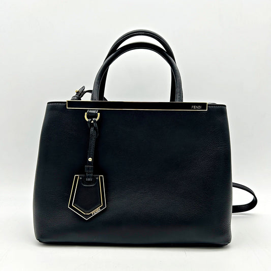 Fendi Black Saffiano Leather Petite Sac 2jours Elite Tote Bag LA15790
