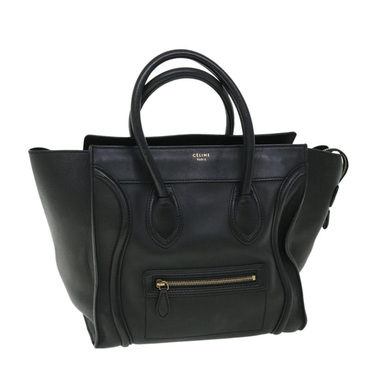 Luxury CELINE Luggage Mini Hand Bag Leather Black 51427