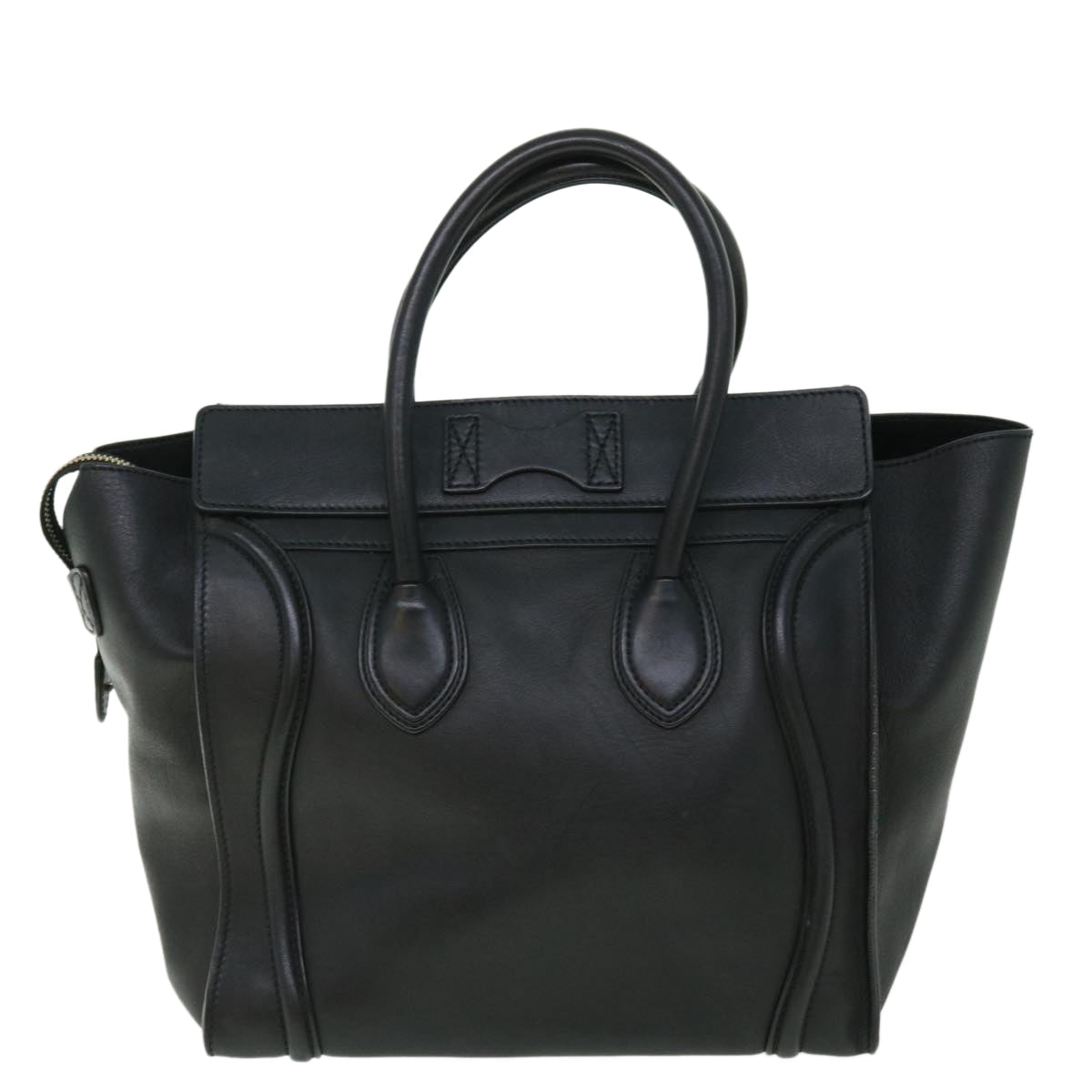 Luxury CELINE Luggage Mini Hand Bag Leather Black 51427