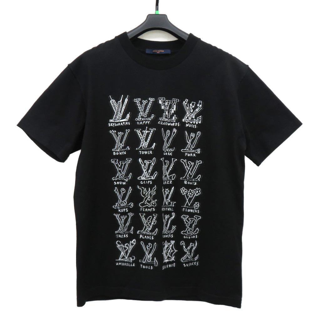Louis Vuitton LV Cartoon Black Size M 2021SS Cotton LV Tops Apparel Clothes Mens