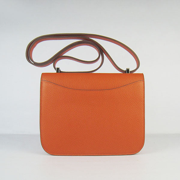 Luxury Hermes Constance Cowskin Leather Bag orange silver