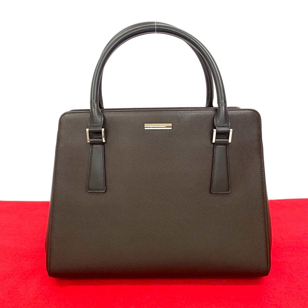 Burberry Logo Plate Leather Handbag