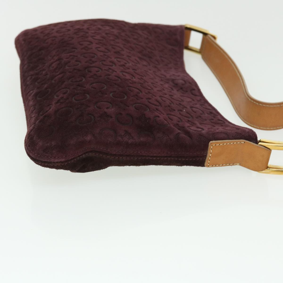 Luxury CELINE C Macadam Canvas Shoulder Bag Wine Red 51976