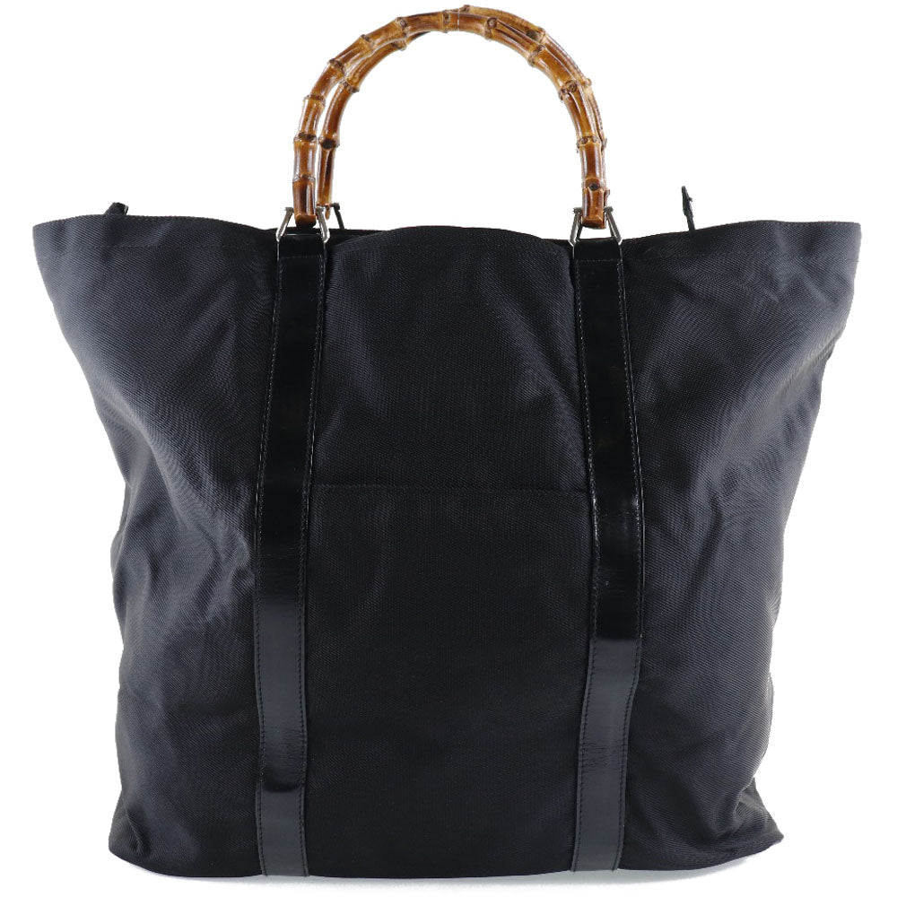 GUCCI Tote Bag 002-2058-0412-5 Nylon canvas, leather black Bamboo bag unisex(Unisex)