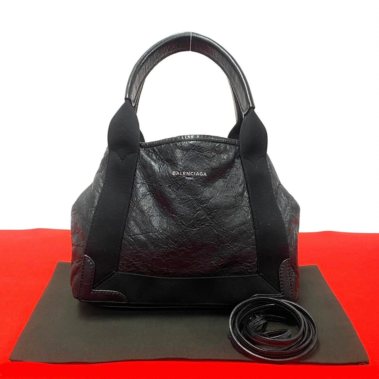BALENCIAGA Shoulder Bag leather black Navy kabas Women