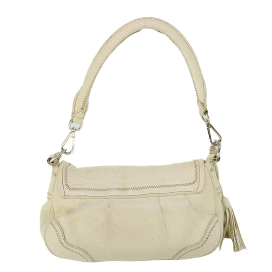 PRADA Hand Bag Leather White Auth