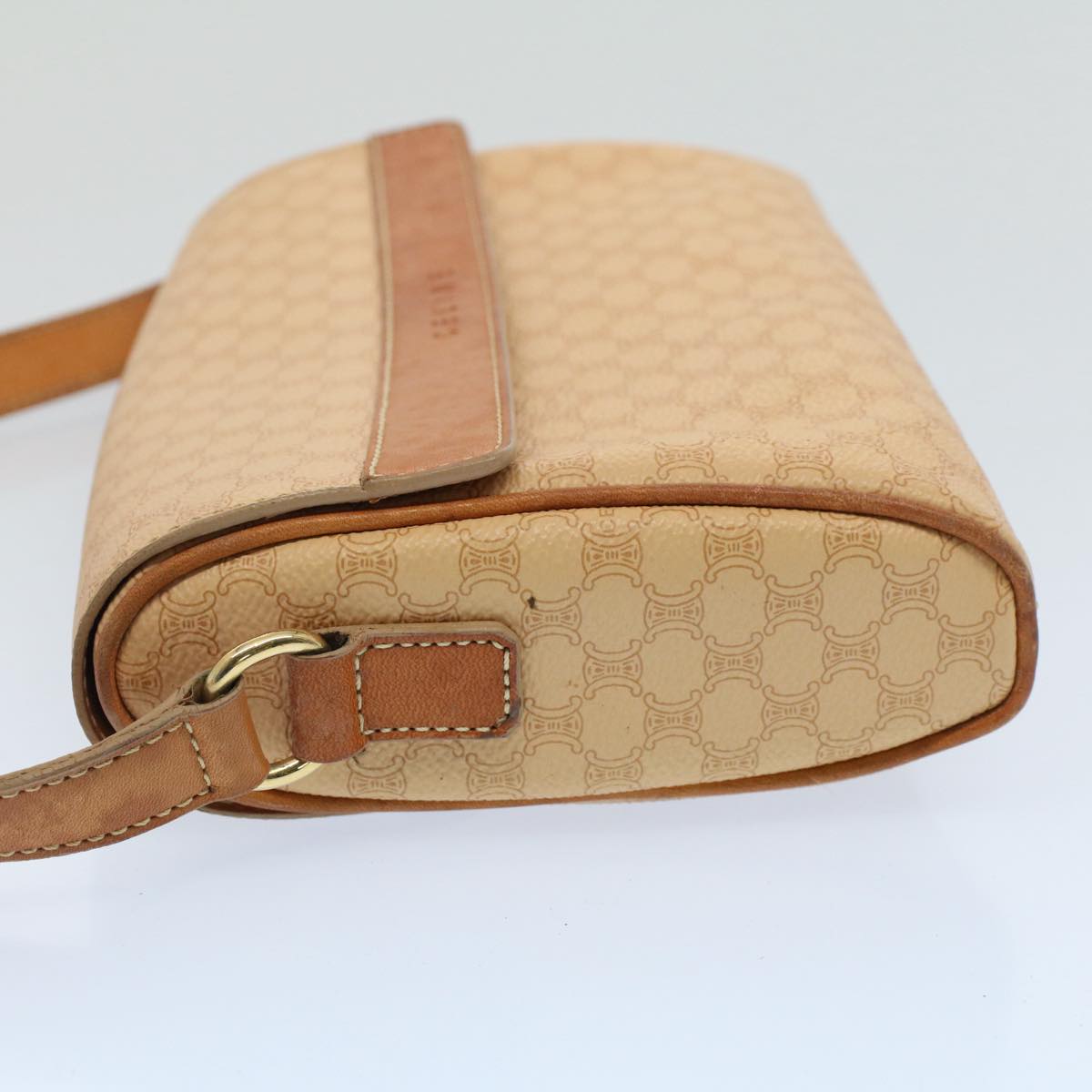 Luxury CELINE Macadam Canvas Shoulder Bag PVC Leather Beige 52441