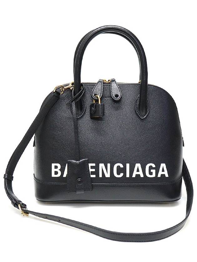 Luxury Balenciaga Trending 2026 550645 Black Leather Logo Printing Bill Top Handle Small 2WAY
