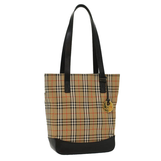 Burberry Nova Check Shoulder Bag Nylon Leather Beige Auth 52494