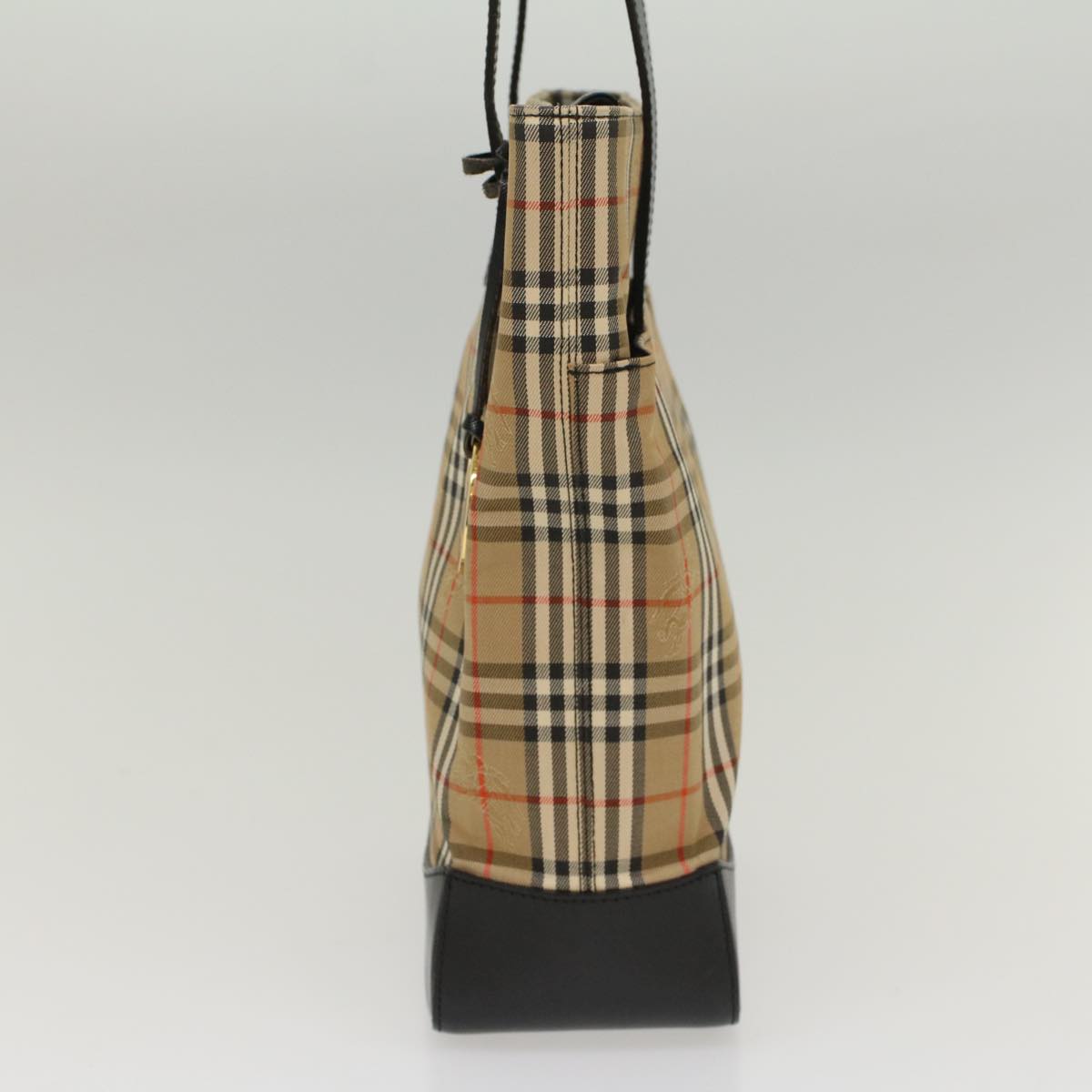 Burberry Nova Check Shoulder Bag Nylon Leather Beige Auth 52494