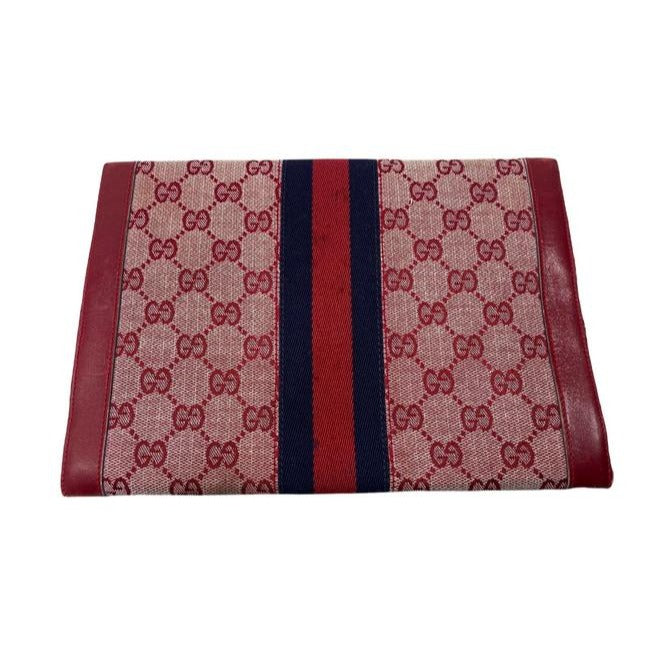 Gucci Envelope Leather Canvas Clutch