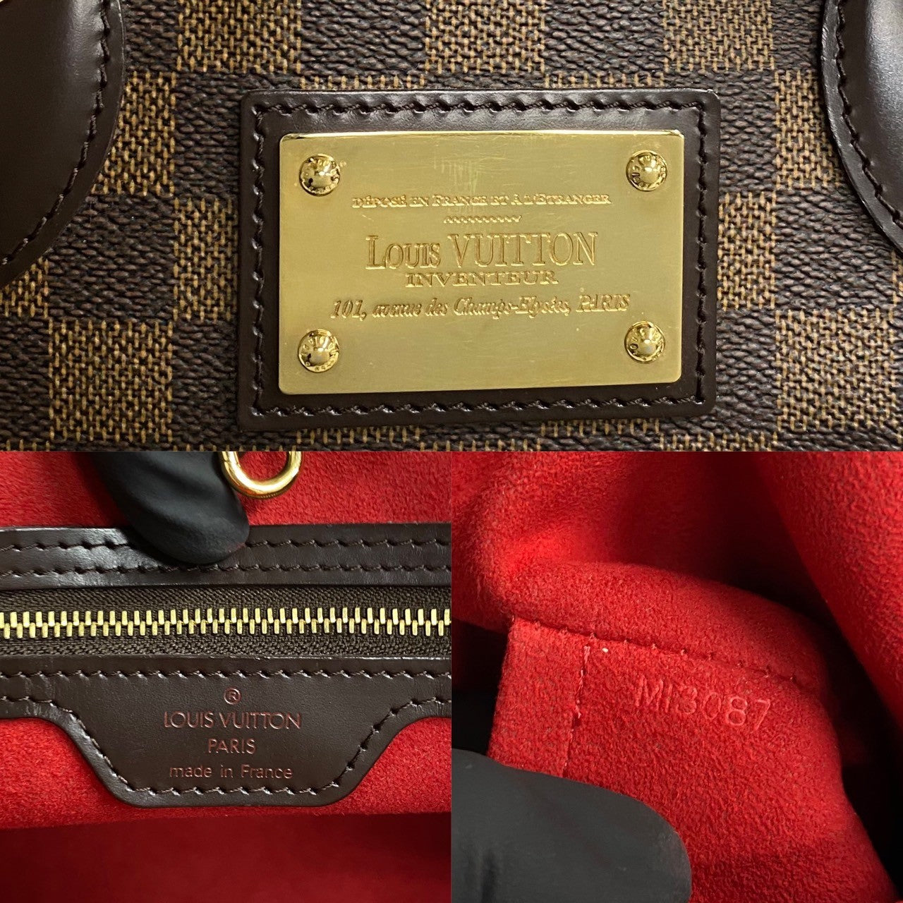 LOUIS VUITTON Tote Bag Leather, PVC Brown Damier Hamstead PM Women