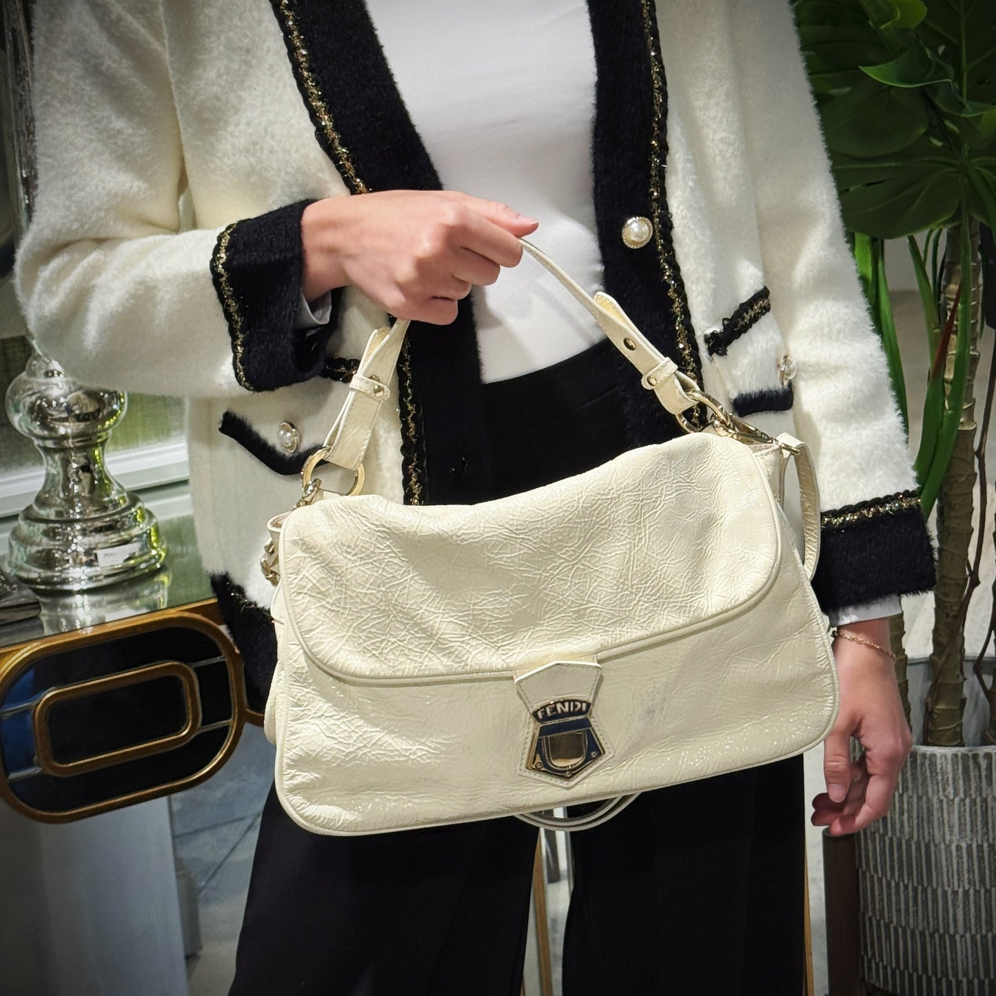 Fendi Baguette Patent Lather Shoulder Bag TWS