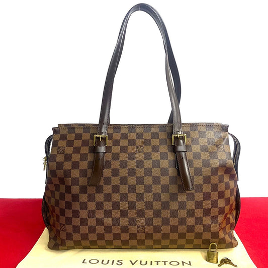 LOUIS VUITTON Tote Bag Leather, PVC Brown Damier Chelsea Women