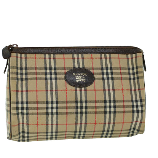 BURBERRYSs Nova Check Clutch Bag Canvas Leather Beige Brown Auth 53792