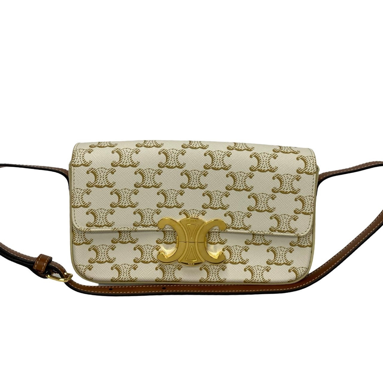 CELINE Shoulder Bag leather Ivory