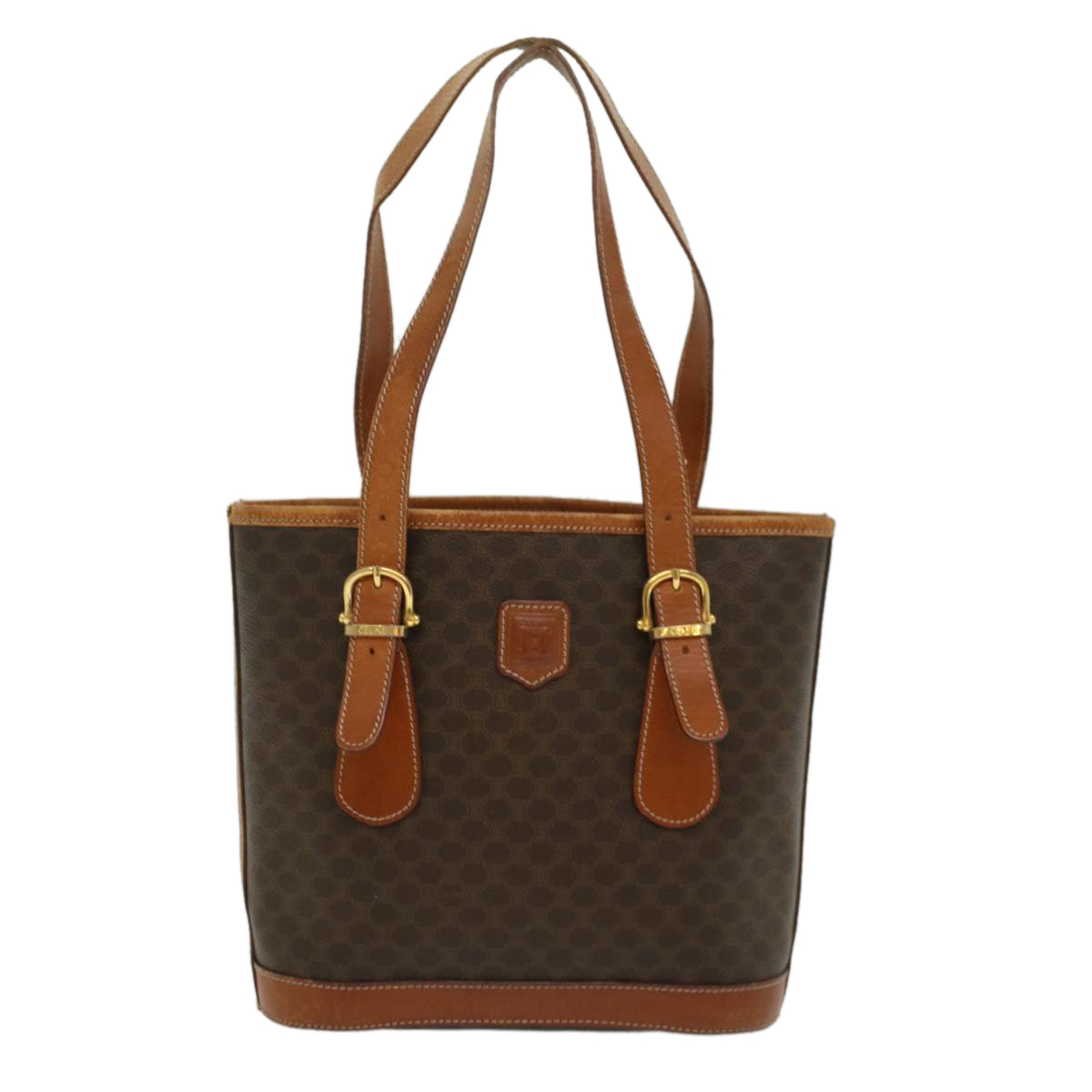 Luxury CELINE Macadam Canvas Shoulder Bag PVC Leather Brown 54110
