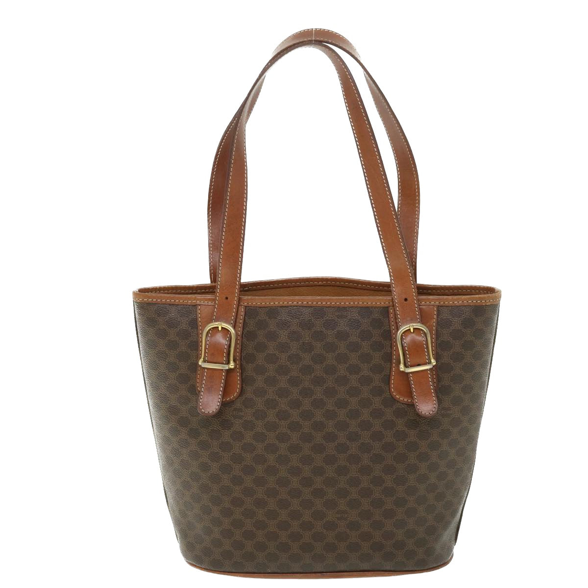 Luxury CELINE Macadam Canvas Shoulder Bag PVC Leather Brown 54111