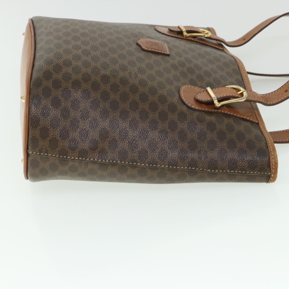 Luxury CELINE Macadam Canvas Shoulder Bag PVC Leather Brown 54111