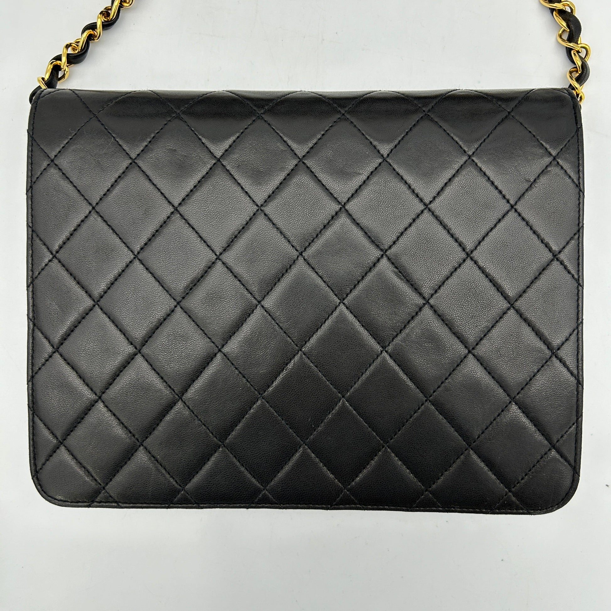 Chanel Black Lambskin Pushlock Small Half Flap Shoulder Bag 1996-1997