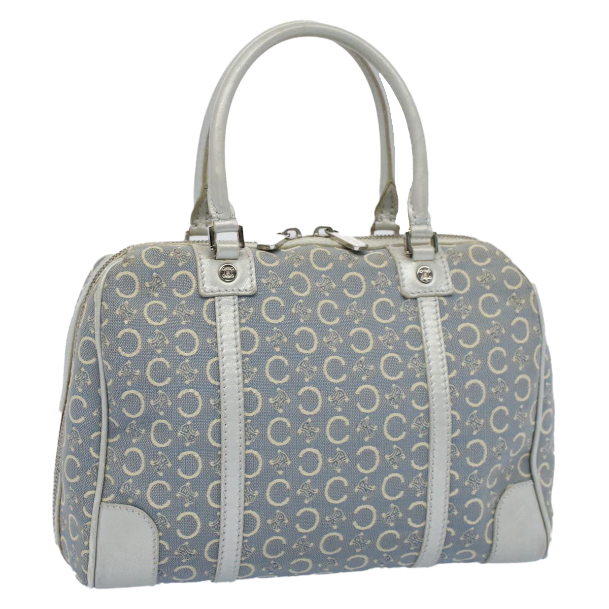 Luxury CELINE C Macadam Canvas Hand Bag Light Blue 54505