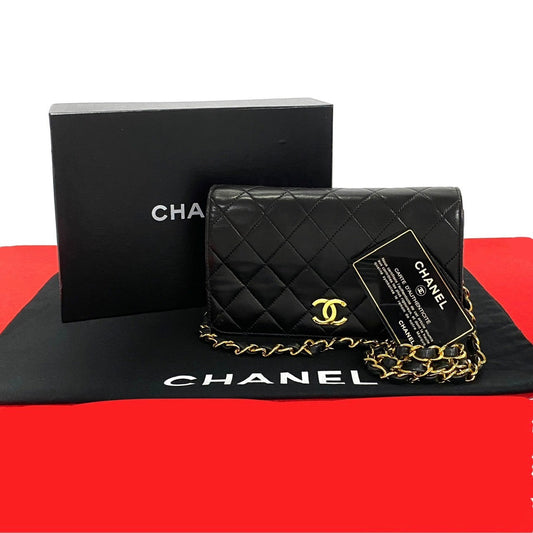 CHANEL Shoulder Bag lambskin black COCO Mark Matrasse Women