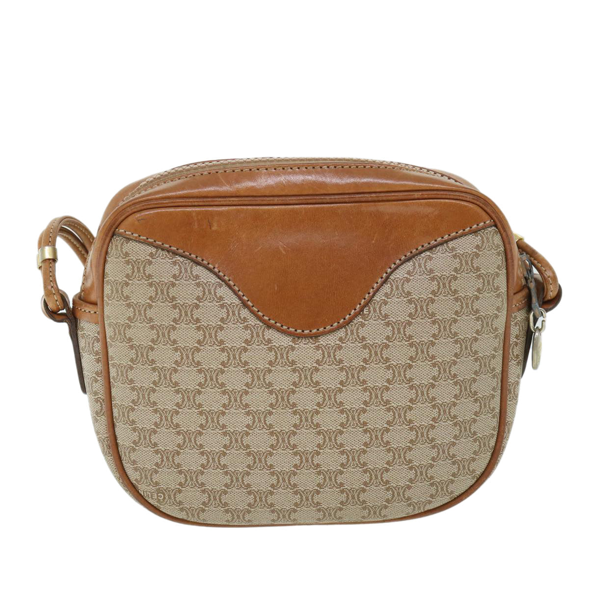Luxury CELINE Macadam Canvas Shoulder Bag Beige 54801
