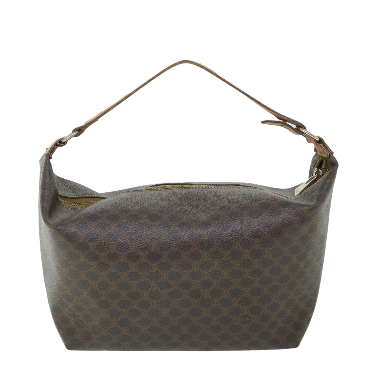 Luxury CELINE Macadam Canvas Shoulder Bag PVC Leather Brown 54855