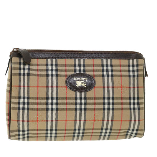 Burberry Nova Check Clutch Bag Canvas Leather Beige Brown Auth 54952