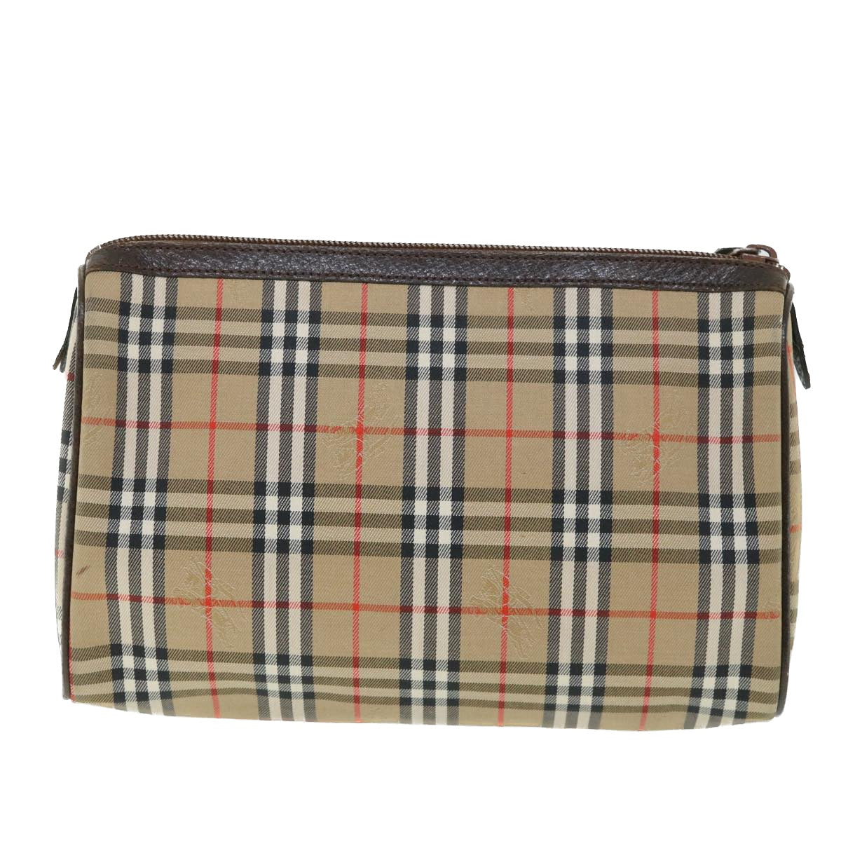 Burberry Nova Check Clutch Bag Canvas Leather Beige Brown Auth 54952