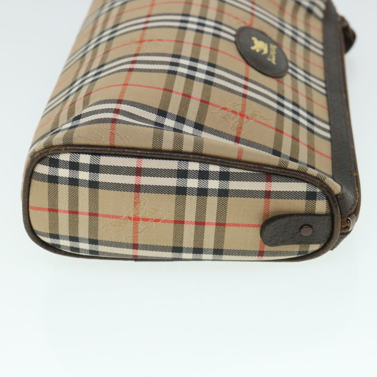 Burberry Nova Check Clutch Bag Canvas Leather Beige Brown Auth 54952