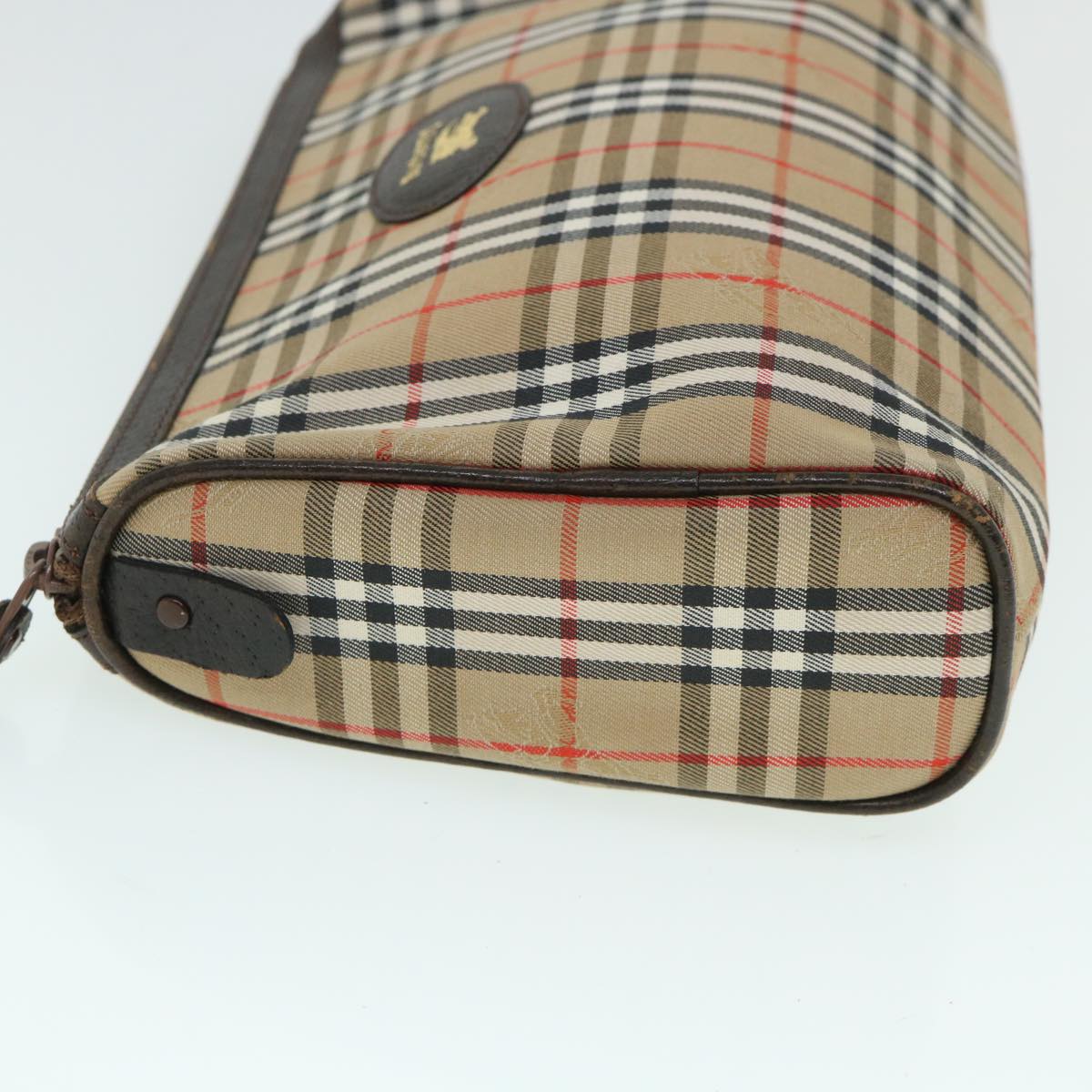 Burberry Nova Check Clutch Bag Canvas Leather Beige Brown Auth 54952