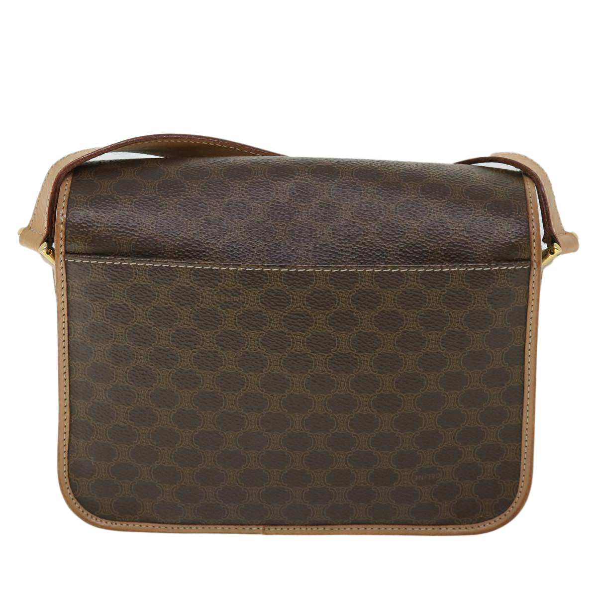 Luxury CELINE Macadam Canvas Shoulder Bag PVC Leather Brown 54959
