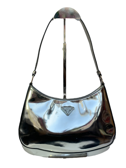 Prada Cleo Silver leather shoulder bag
