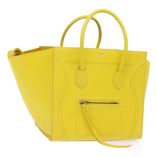 Luxury CELINE Gauge Phantom Hand Bag Leather Yellow 55633