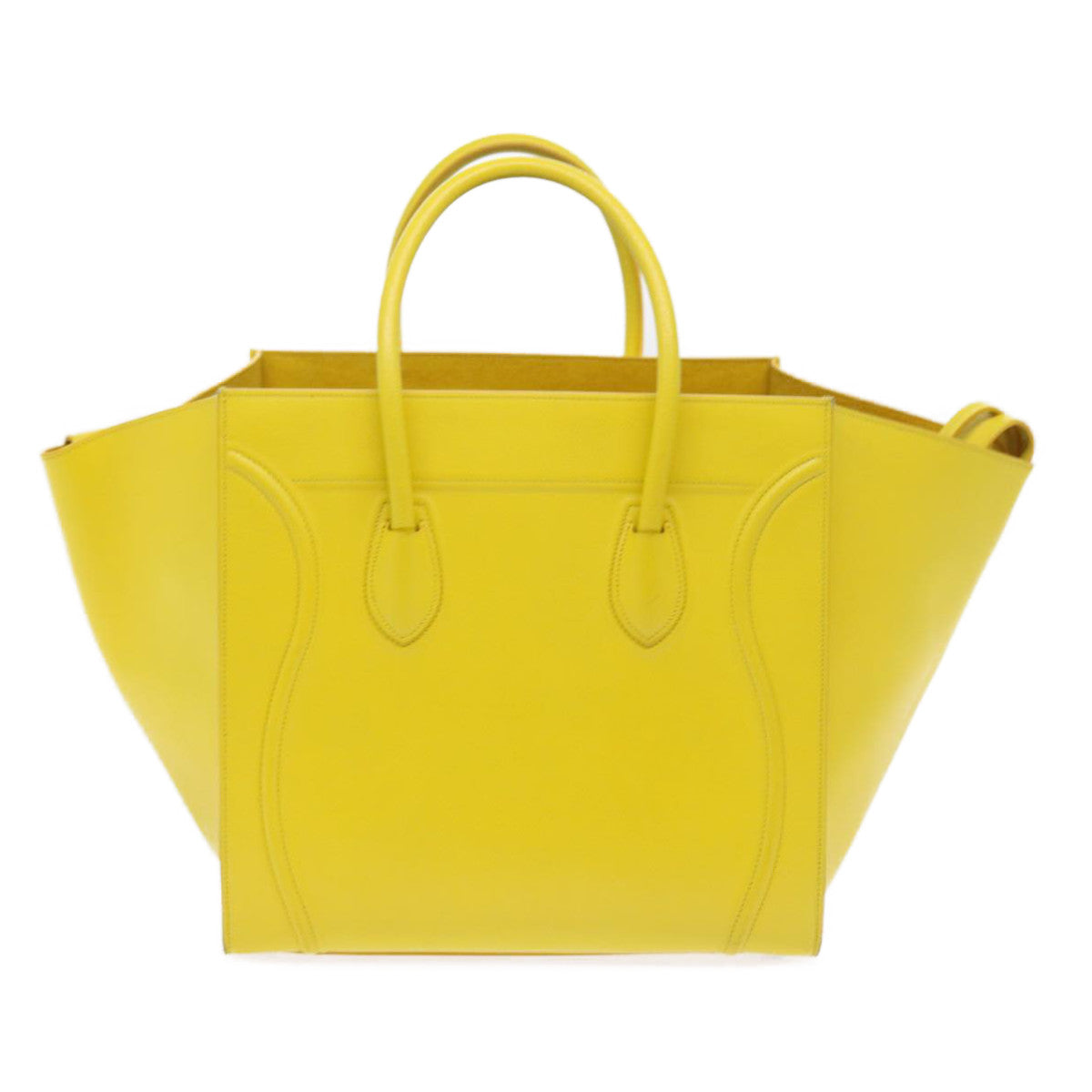 Luxury CELINE Gauge Phantom Hand Bag Leather Yellow 55633