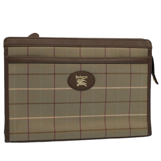 Burberry Nova Check Clutch Bag Nylon Canvas Green Auth 55670