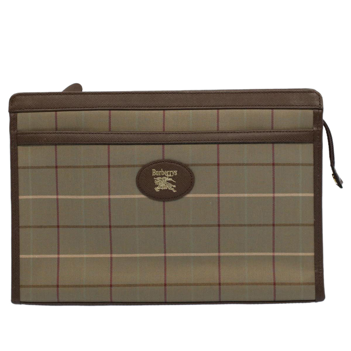 Burberry Nova Check Clutch Bag Nylon Canvas Green Auth 55670