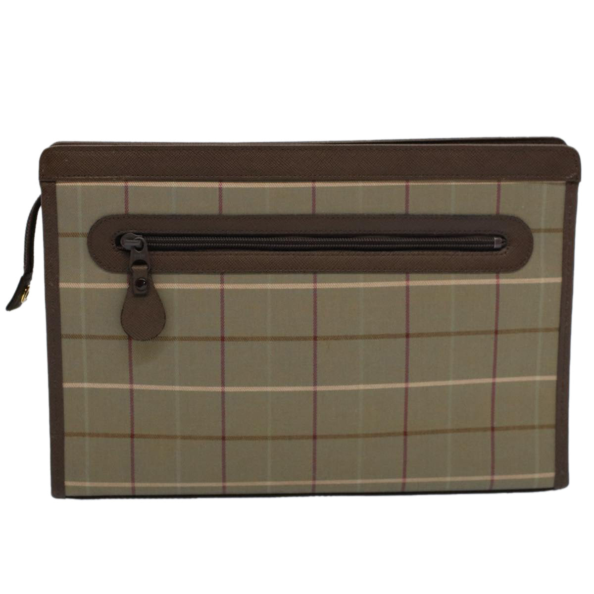 Burberry Nova Check Clutch Bag Nylon Canvas Green Auth 55670