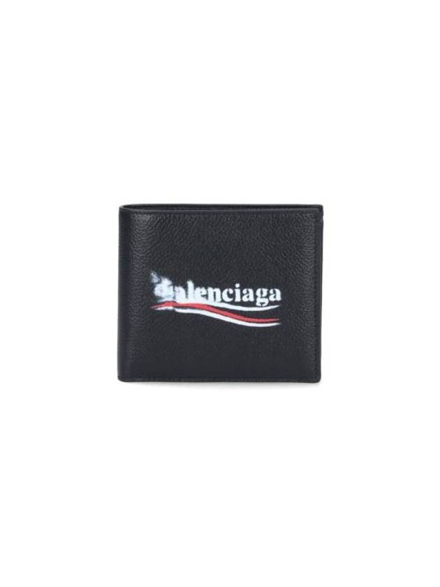 Luxury Balenciaga Trending 2026 Wave Logo Half Wallet Black