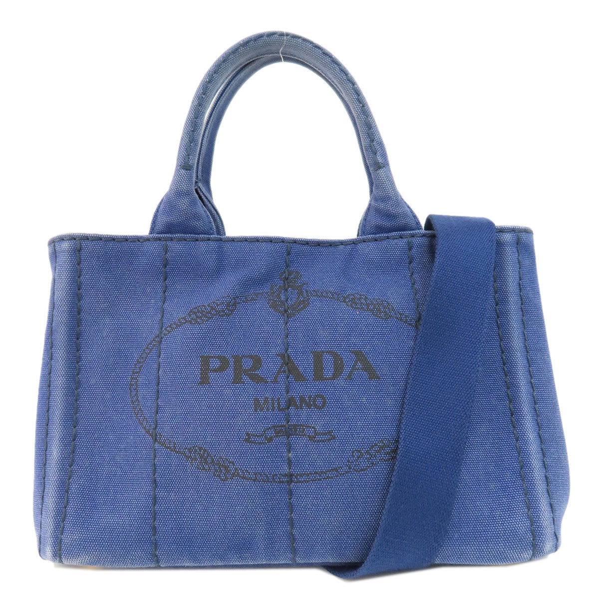 PRADA Handbag B2439G canvas blue Canapa mini 2 WAY