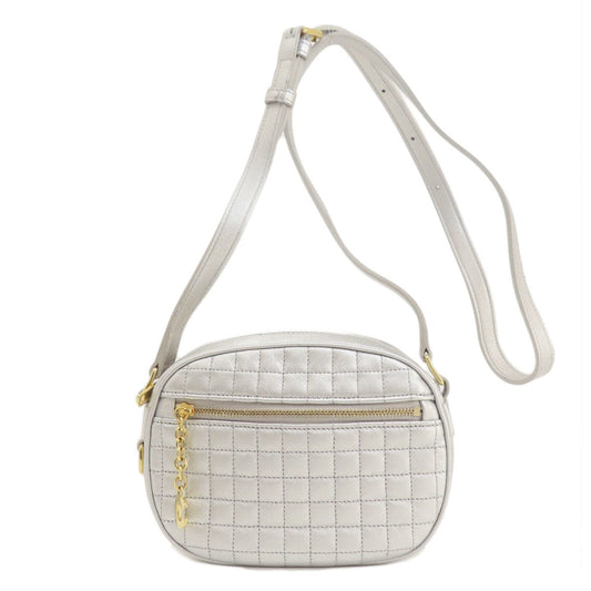 CELINE Shoulder Bag leather Silver Long shoulder Women