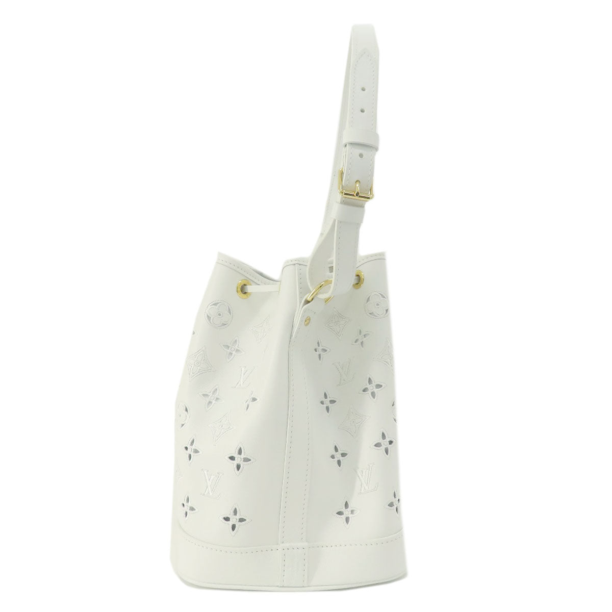 LOUIS VUITTON Shoulder Bag leather white Noe PM Broderie Angler Women
