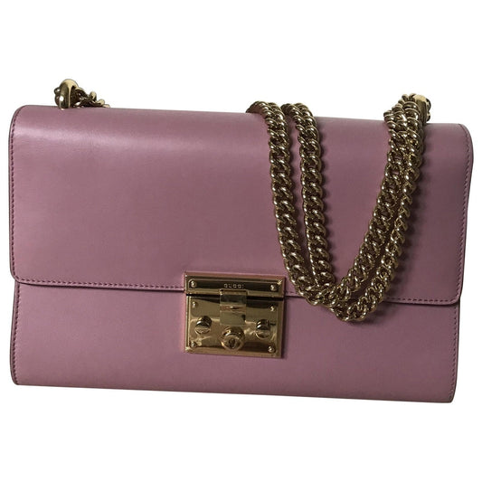 Gucci padlock pink leather handbag