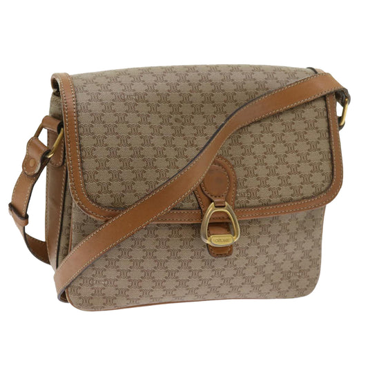 Luxury CELINE Macadam Canvas Shoulder Bag Beige 56701