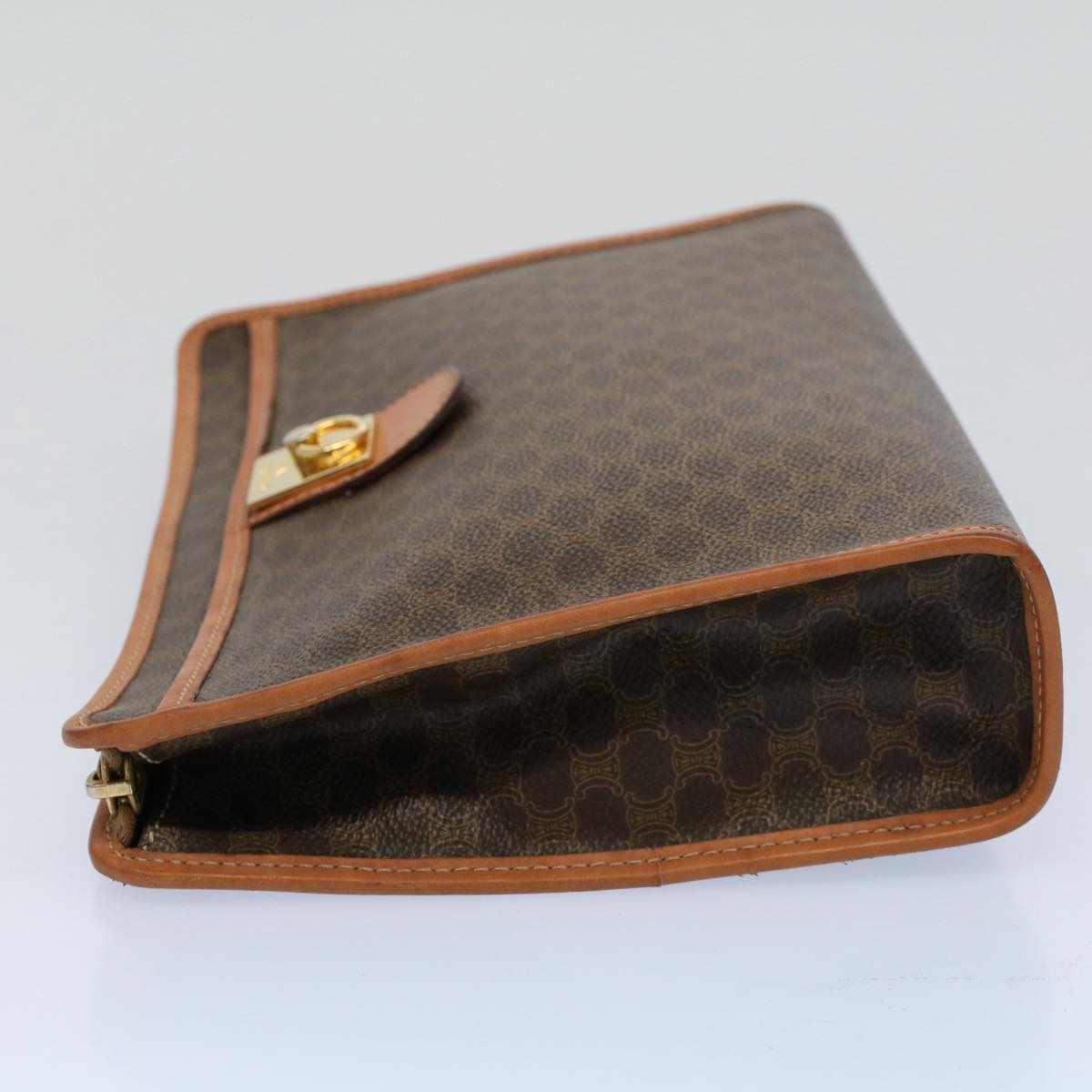 Luxury CELINE Macadam Canvas Clutch Bag PVC Leather Brown 56781