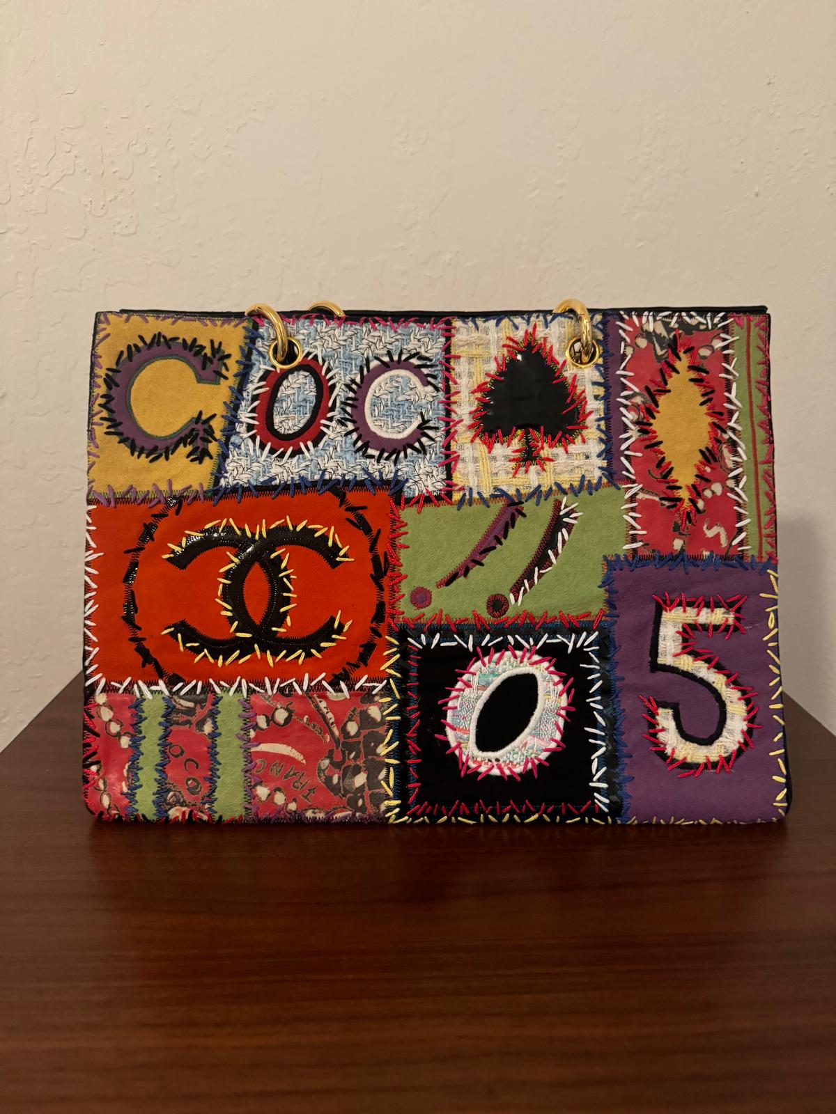 Chanel 1993 couture patchwork tote