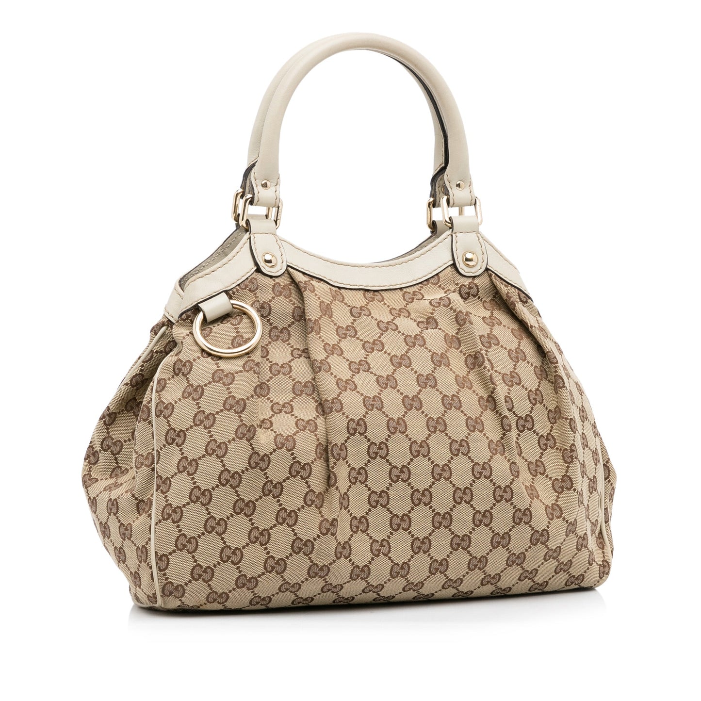Gucci Sukey Tan Leather Canvas Tote