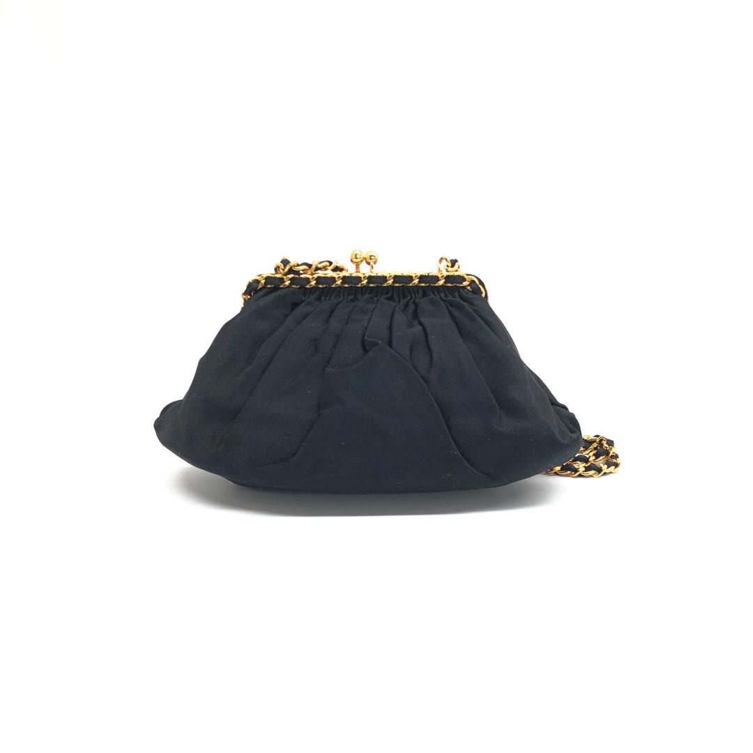 Chanel Kiss Lock Velvet Shoulder Bag